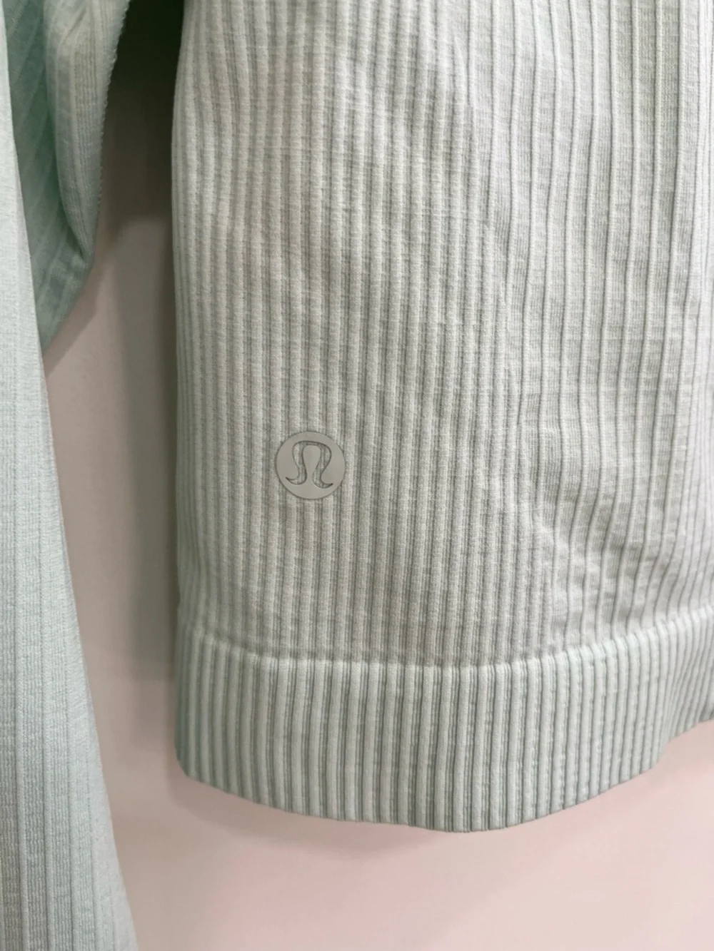 Lululemon Ebb to Street Long Sleeve Cropped Top Ribbed In Delicate Mint Size 10